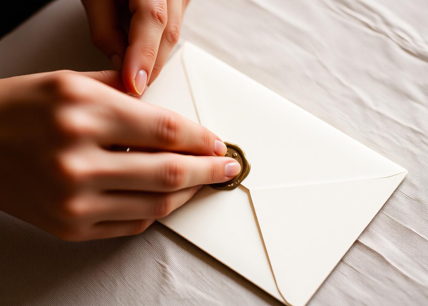 Enveloppes ivoire et calligraphie